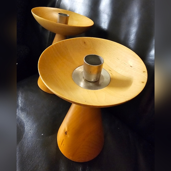 IKEA Natural Wood Candle holders Swedish Mid century modern design EUC - Picture 6 of 7